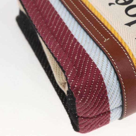 Chloe Woody Hand Bag Canvas Leather 2way Multicolor Silver Auth am10275V