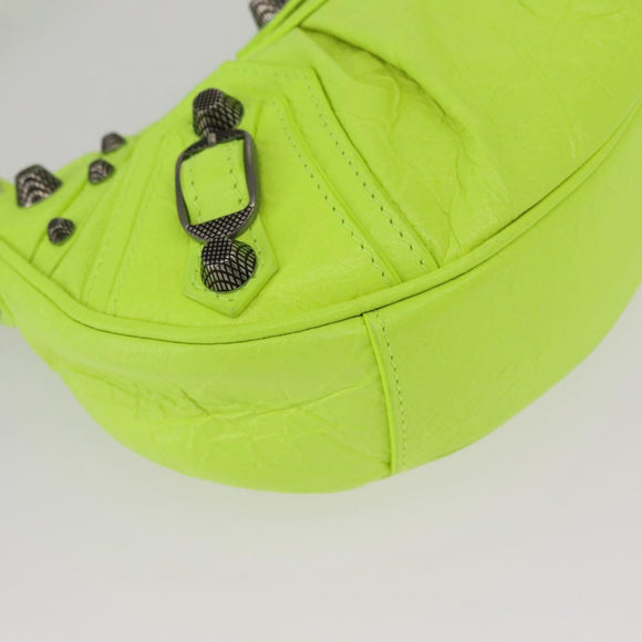 BALENCIAGA LucaGol XS Hand Bag Leather Neon yellow 671309 Auth am10278AM