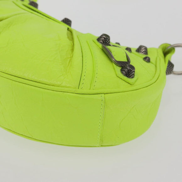 BALENCIAGA LucaGol XS Hand Bag Leather Neon yellow 671309 Auth am10278SAM