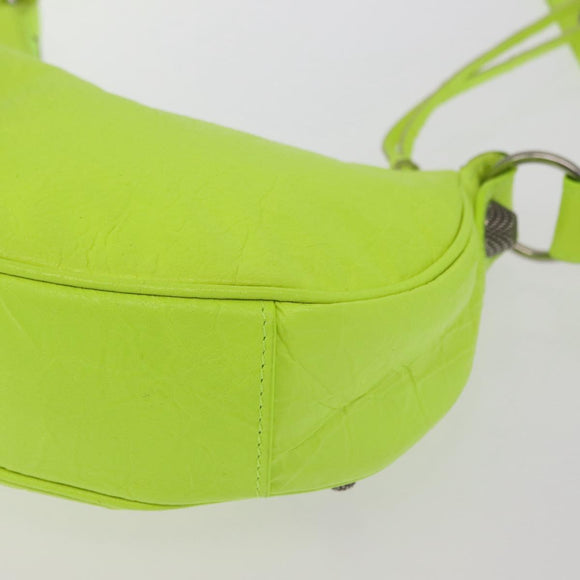 BALENCIAGA LucaGol XS Hand Bag Leather Neon yellow 671309 Auth am10278SAM