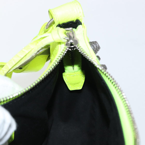 BALENCIAGA LucaGol XS Hand Bag Leather Neon yellow 671309 Auth am10278AM