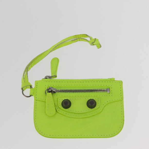 BALENCIAGA LucaGol XS Hand Bag Leather Neon yellow 671309 Auth am10278AM