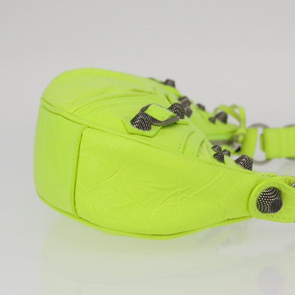 BALENCIAGA LucaGol XS Hand Bag Leather Neon yellow 671309 Auth am10278SAM