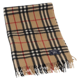 Burberrys Nova Check Stole Wool Beige Auth am10282