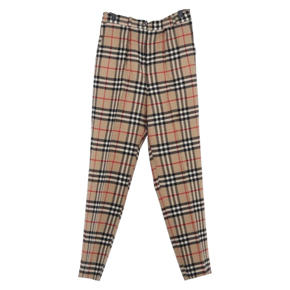 Burberrys Nova Check Pants Canvas Beige Auth am10285