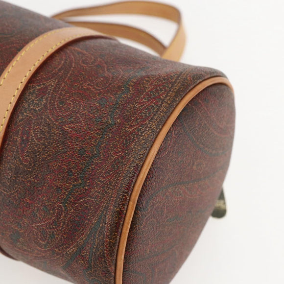 ETRO Paisley Hand Bag PVC Bordeaux Gold Auth am10286V