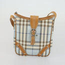 BURBERRY Nova Check Hand Bag Leather PVC 2 Set White Light Blue Auth am10287-10