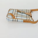 BURBERRY Nova Check Hand Bag Leather PVC 2 Set White Light Blue Auth am10287-12