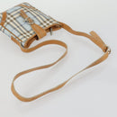 BURBERRY Nova Check Hand Bag Leather PVC 2 Set White Light Blue Auth am10287-13