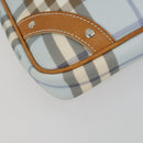 BURBERRY Nova Check Hand Bag Leather PVC 2 Set White Light Blue Auth am10287-16
