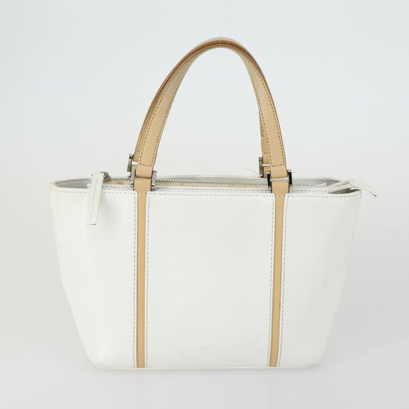 BURBERRY Nova Check Hand Bag Leather PVC 2 Set White Light Blue Auth am10287