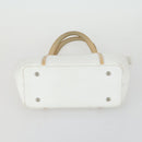 BURBERRY Nova Check Hand Bag Leather PVC 2 Set White Light Blue Auth am10287-7