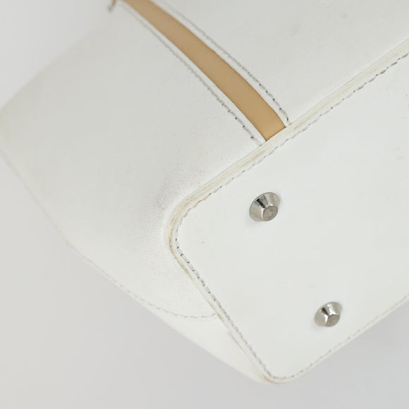 BURBERRY Nova Check Hand Bag Leather PVC 2 Set White Light Blue Auth am10287