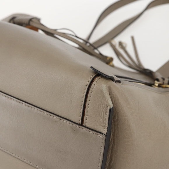 Chloe Milo Tote Bag Leather Beige Gold Auth am10289