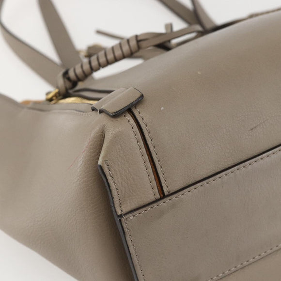 Chloe Milo Tote Bag Leather Beige Gold Auth am10289