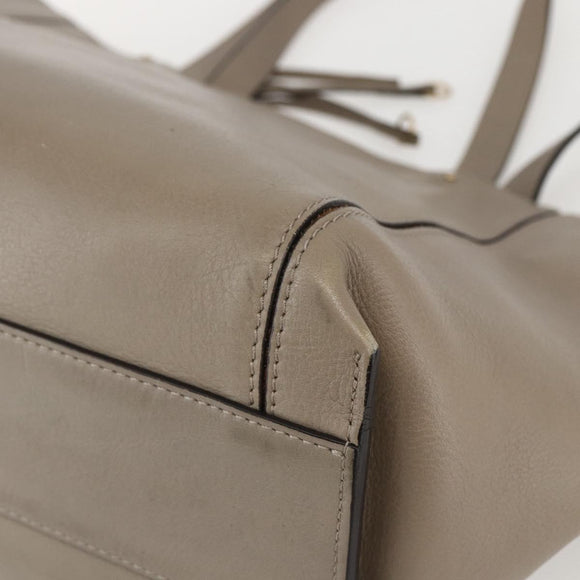 Chloe Milo Tote Bag Leather Beige Gold Auth am10289