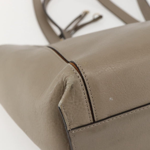 Chloe Milo Tote Bag Leather Beige Gold Auth am10289
