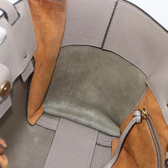 Chloe Milo Tote Bag Leather Beige Gold Auth am10289