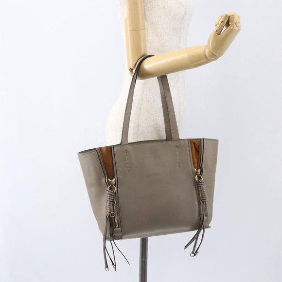 Chloe Milo Tote Bag Leather Beige Gold Auth am10289