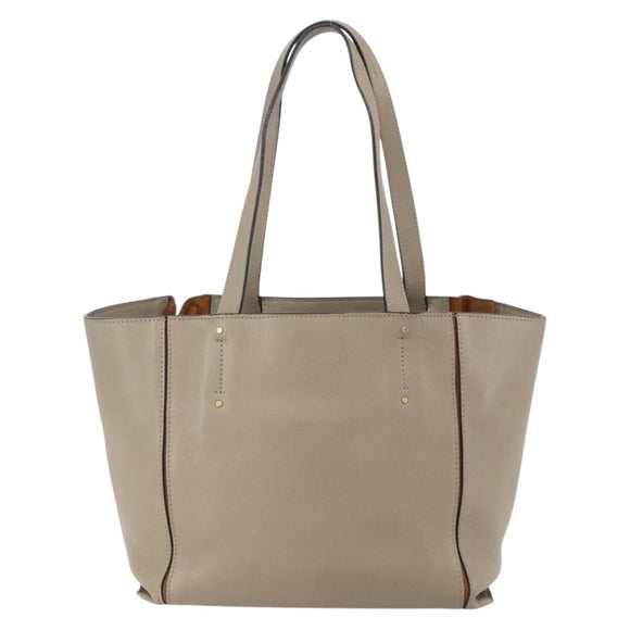 Chloe Milo Tote Bag Leather Beige Gold Auth am10289