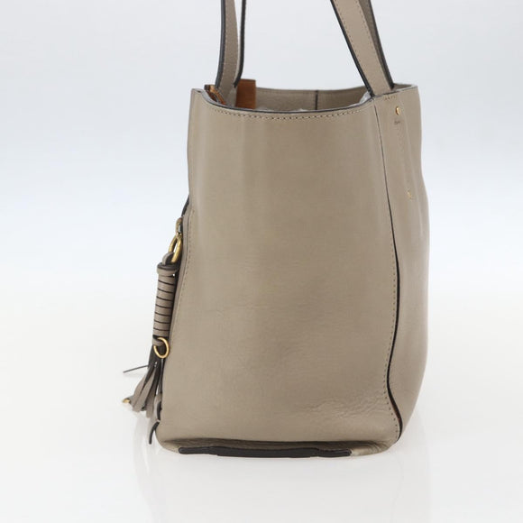 Chloe Milo Tote Bag Leather Beige Gold Auth am10289