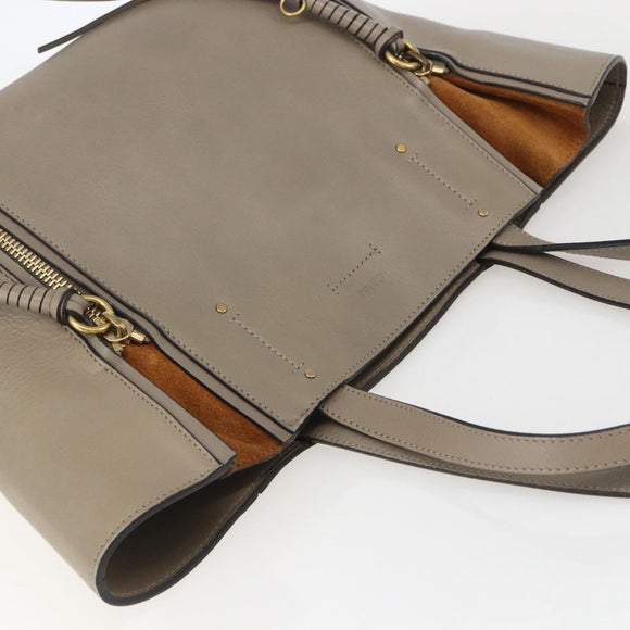 Chloe Milo Tote Bag Leather Beige Gold Auth am10289