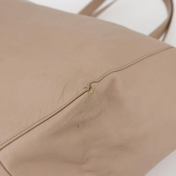 CELINE Horizontalkava Tote Bag Leather Beige Auth am10290