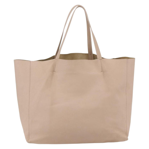 CELINE Horizontalkava Tote Bag Leather Beige Auth am10290