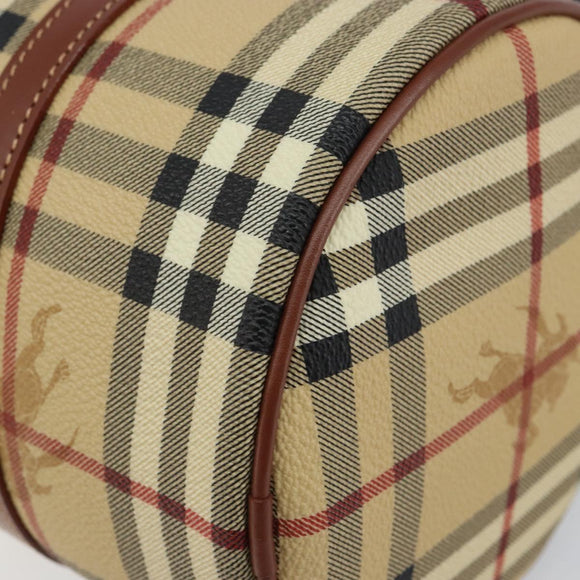 BURBERRY Nova Check Hand Bag PVC Beige Gold Auth am10295V