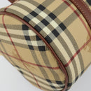 BURBERRY Nova Check Hand Bag PVC Beige Gold Auth am10295V-14