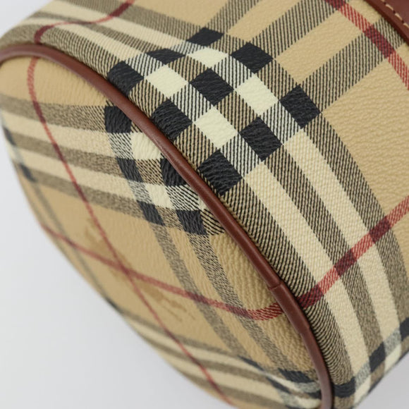 BURBERRY Nova Check Hand Bag PVC Beige Gold Auth am10295V