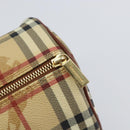 BURBERRY Nova Check Hand Bag PVC Beige Gold Auth am10295V-17