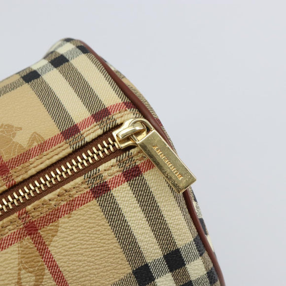 BURBERRY Nova Check Hand Bag PVC Beige Gold Auth am10295V
