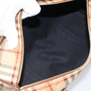 BURBERRY Nova Check Hand Bag PVC Beige Gold Auth am10295V-10