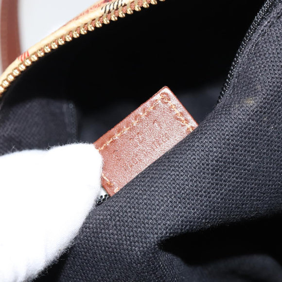 BURBERRY Nova Check Hand Bag PVC Beige Gold Auth am10295V