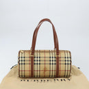 BURBERRY Nova Check Hand Bag PVC Beige Gold Auth am10295V-12