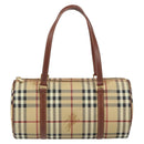 BURBERRY Nova Check Hand Bag PVC Beige Gold Auth am10295V-13