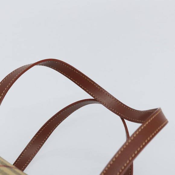 BURBERRY Nova Check Hand Bag PVC Beige Gold Auth am10295V