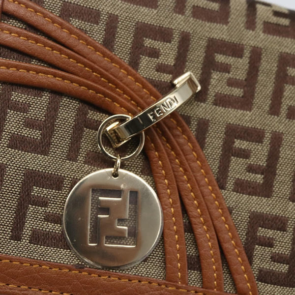 FENDI Zucchino Canvas Long Wallet Brown Gold Auth am10296V