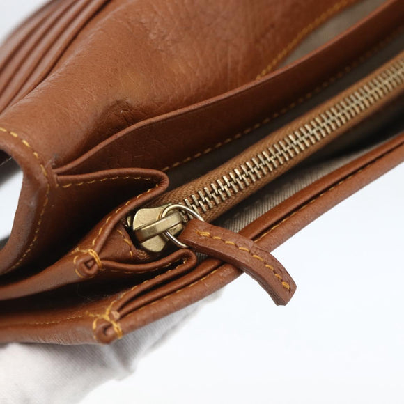 FENDI Zucchino Canvas Long Wallet Brown Gold Auth am10296V