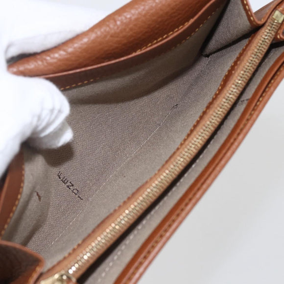 FENDI Zucchino Canvas Long Wallet Brown Gold Auth am10296V