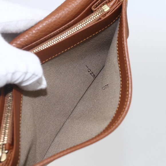 FENDI Zucchino Canvas Long Wallet Brown Gold Auth am10296V