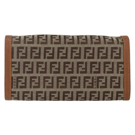 FENDI Zucchino Canvas Long Wallet Brown Gold Auth am10296V - 0