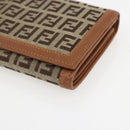 FENDI Zucchino Canvas Long Wallet Brown Gold Auth am10296V-7