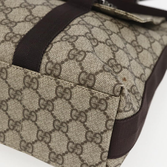 GUCCI GG Supreme Shoulder Bag PVC Leather Beige Silver 122373 Auth am10297V