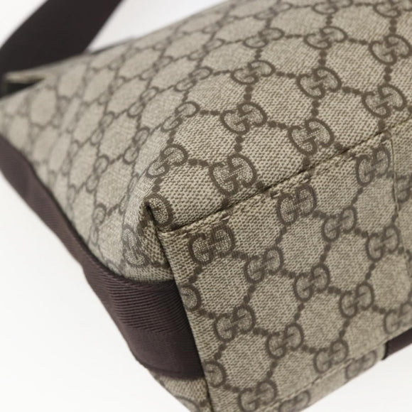 GUCCI GG Supreme Shoulder Bag PVC Leather Beige Silver 122373 Auth am10297V