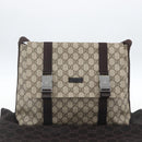 GUCCI GG Supreme Shoulder Bag PVC Leather Beige Silver 122373 Auth am10297V-12