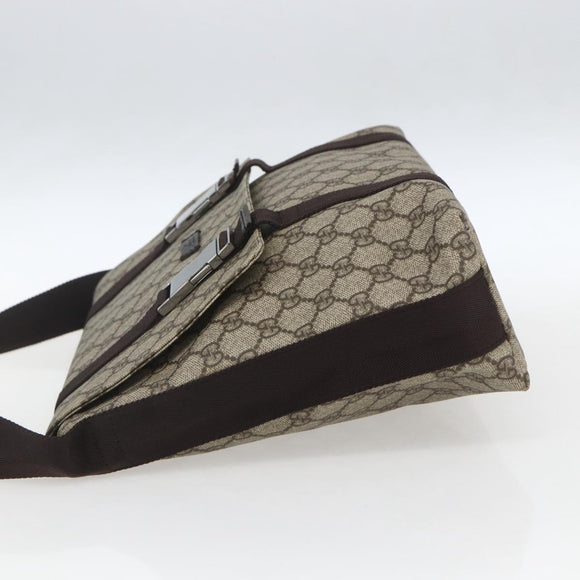 GUCCI GG Supreme Shoulder Bag PVC Leather Beige Silver 122373 Auth am10297V