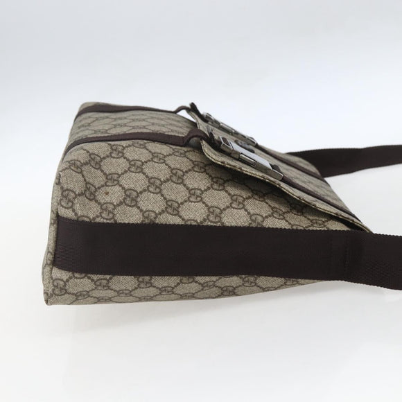 GUCCI GG Supreme Shoulder Bag PVC Leather Beige Silver 122373 Auth am10297V