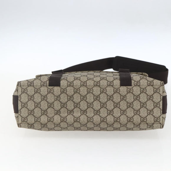 GUCCI GG Supreme Shoulder Bag PVC Leather Beige Silver 122373 Auth am10297V